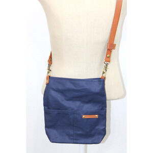 KINIES Navy Blue Waxed Canvas Crossbody Shoulder Bag Purse